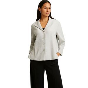 Eileen Fisher Organic Cotton Blazer Women's Office Career Beige Muslin Natural